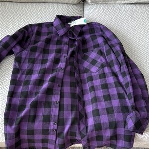 Vibrant Purple and Black Casual Button Down Shirt